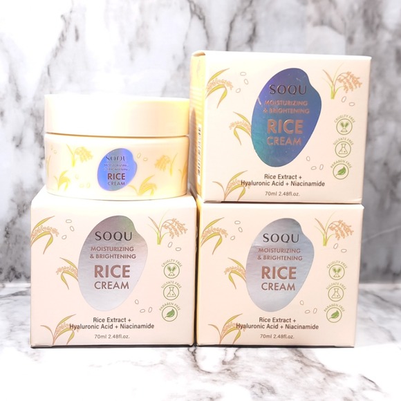 Set of 3‎ - SOQU Moisturizing & Brightening Rice Cream 2.48 fl oz each K-Beauty